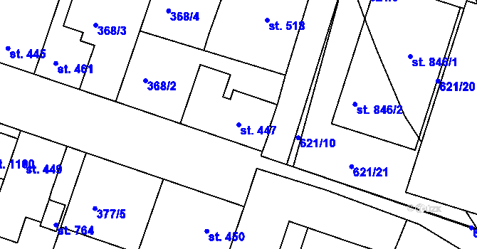 Parcela st. 447 v KÚ Smiřice, Katastrální mapa