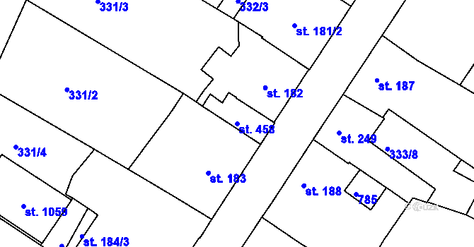 Parcela st. 458 v KÚ Smiřice, Katastrální mapa