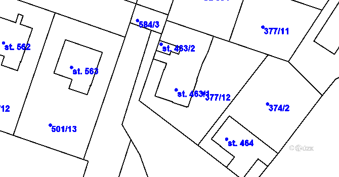 Parcela st. 463 v KÚ Smiřice, Katastrální mapa