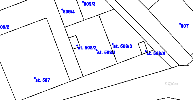 Parcela st. 508/1 v KÚ Smiřice, Katastrální mapa