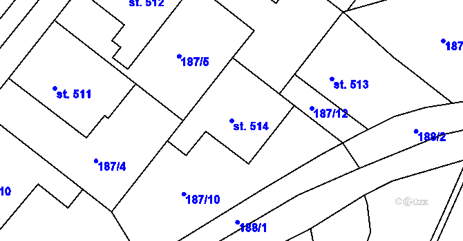Parcela st. 514 v KÚ Smiřice, Katastrální mapa