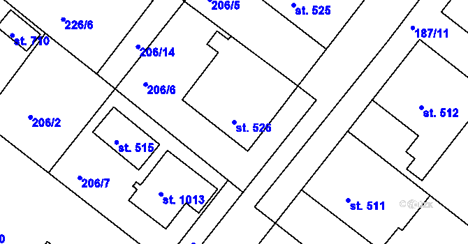 Parcela st. 526 v KÚ Smiřice, Katastrální mapa