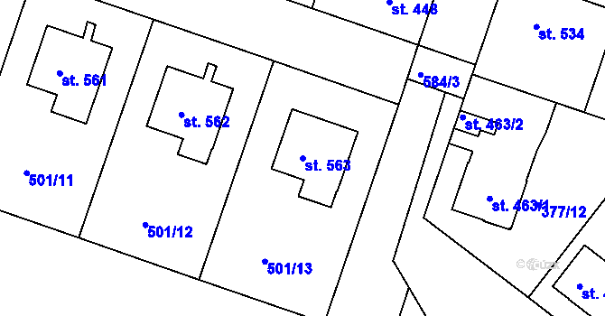 Parcela st. 563 v KÚ Smiřice, Katastrální mapa