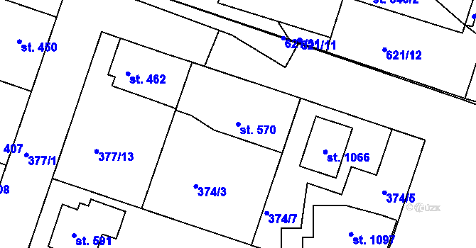 Parcela st. 570 v KÚ Smiřice, Katastrální mapa
