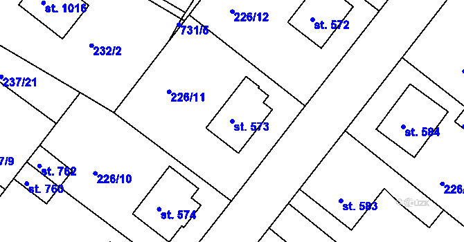 Parcela st. 573 v KÚ Smiřice, Katastrální mapa