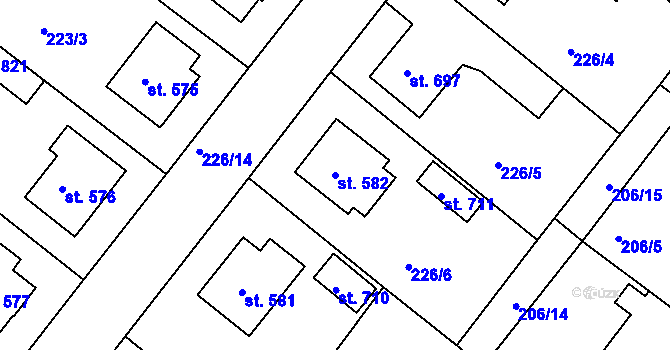 Parcela st. 582 v KÚ Smiřice, Katastrální mapa