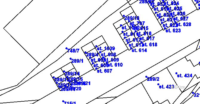 Parcela st. 608 v KÚ Smiřice, Katastrální mapa