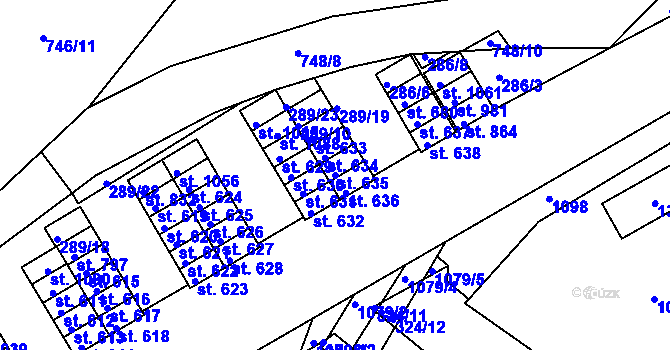 Parcela st. 635 v KÚ Smiřice, Katastrální mapa