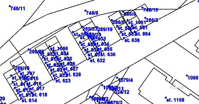 Parcela st. 636 v KÚ Smiřice, Katastrální mapa