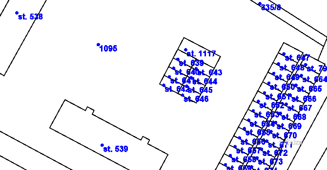 Parcela st. 642 v KÚ Smiřice, Katastrální mapa