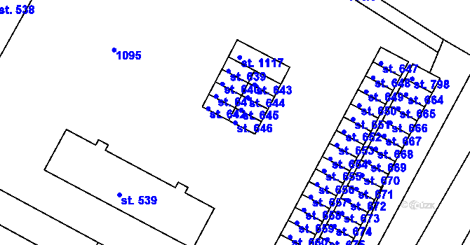 Parcela st. 646 v KÚ Smiřice, Katastrální mapa
