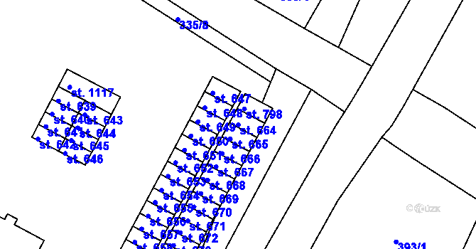 Parcela st. 664 v KÚ Smiřice, Katastrální mapa