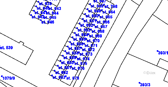 Parcela st. 671 v KÚ Smiřice, Katastrální mapa