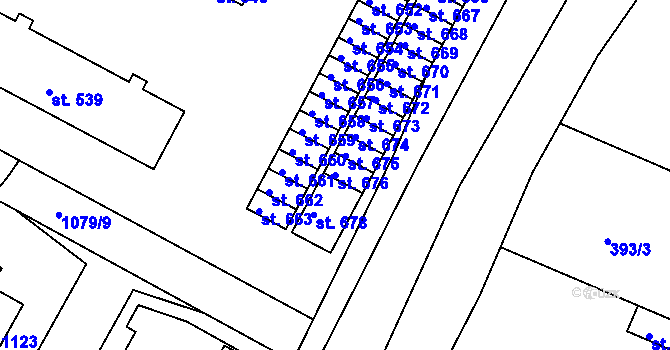 Parcela st. 676 v KÚ Smiřice, Katastrální mapa