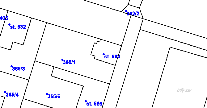 Parcela st. 683 v KÚ Smiřice, Katastrální mapa