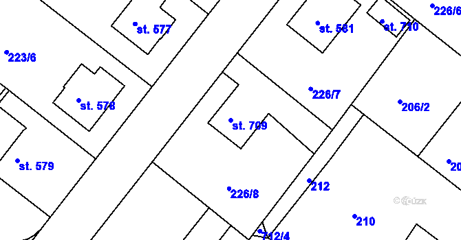 Parcela st. 709 v KÚ Smiřice, Katastrální mapa