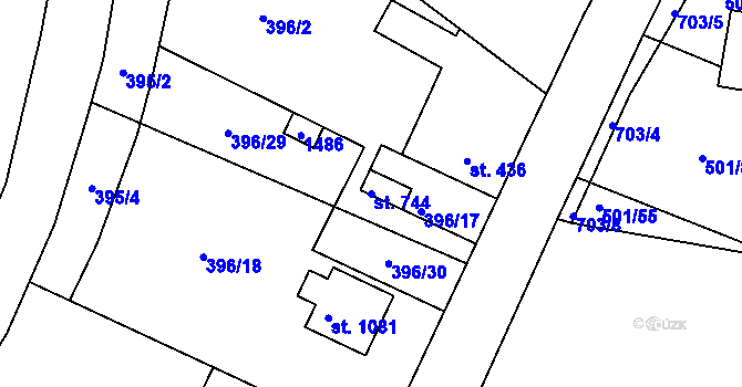 Parcela st. 744 v KÚ Smiřice, Katastrální mapa