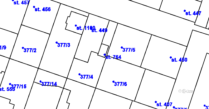 Parcela st. 764 v KÚ Smiřice, Katastrální mapa