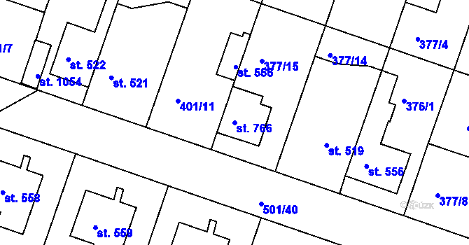 Parcela st. 766 v KÚ Smiřice, Katastrální mapa