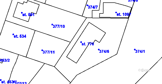 Parcela st. 770 v KÚ Smiřice, Katastrální mapa
