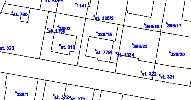 Parcela st. 779 v KÚ Smiřice, Katastrální mapa