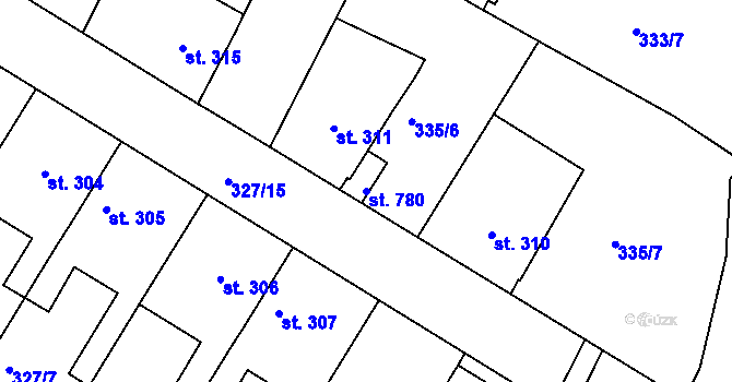 Parcela st. 780 v KÚ Smiřice, Katastrální mapa