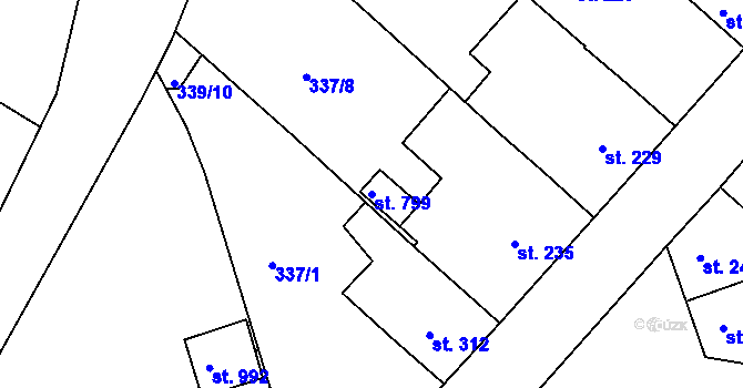 Parcela st. 799 v KÚ Smiřice, Katastrální mapa
