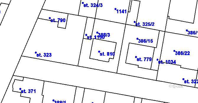 Parcela st. 810 v KÚ Smiřice, Katastrální mapa