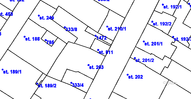 Parcela st. 811 v KÚ Smiřice, Katastrální mapa