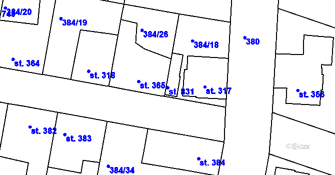 Parcela st. 831 v KÚ Smiřice, Katastrální mapa