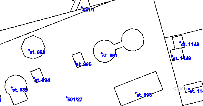 Parcela st. 891 v KÚ Smiřice, Katastrální mapa