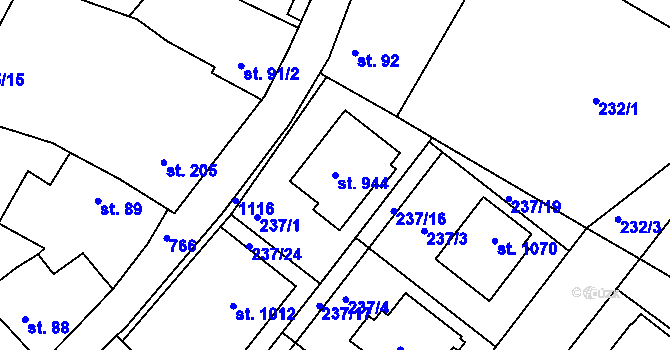 Parcela st. 944 v KÚ Smiřice, Katastrální mapa