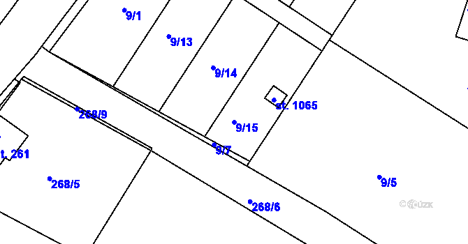 Parcela st. 9/15 v KÚ Smiřice, Katastrální mapa