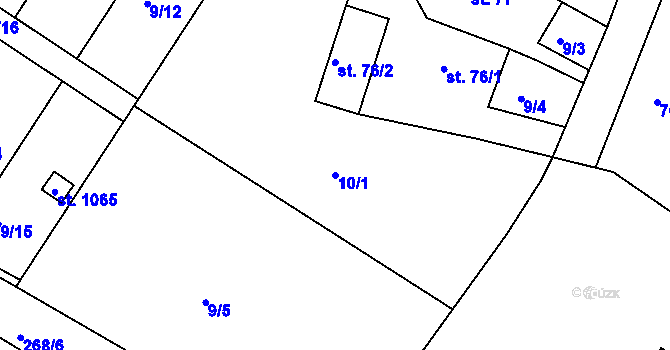 Parcela st. 10/1 v KÚ Smiřice, Katastrální mapa