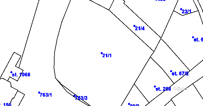 Parcela st. 21 v KÚ Smiřice, Katastrální mapa