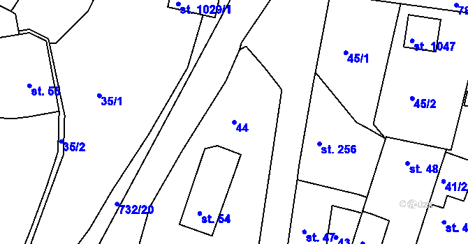 Parcela st. 44 v KÚ Smiřice, Katastrální mapa