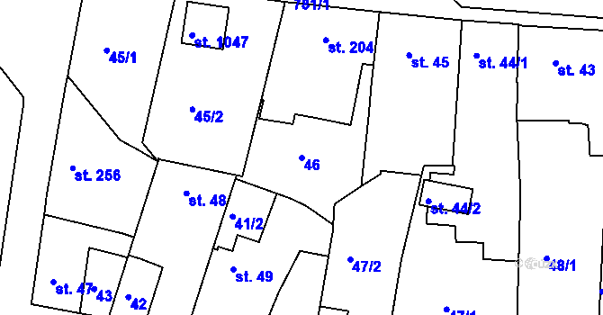 Parcela st. 46 v KÚ Smiřice, Katastrální mapa