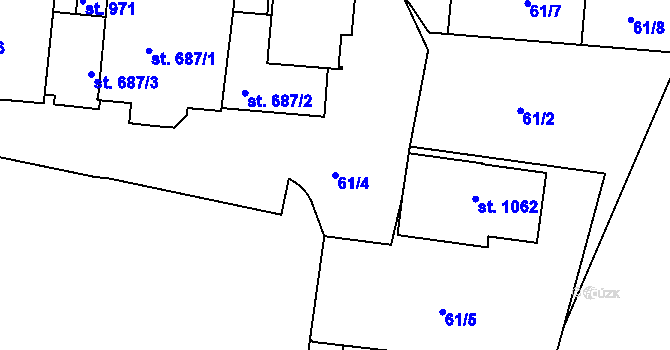 Parcela st. 61/4 v KÚ Smiřice, Katastrální mapa