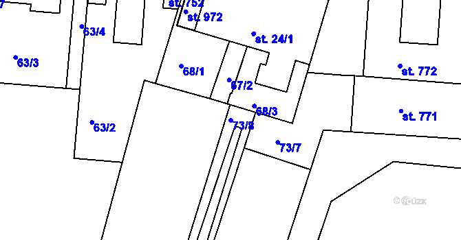 Parcela st. 73/8 v KÚ Smiřice, Katastrální mapa