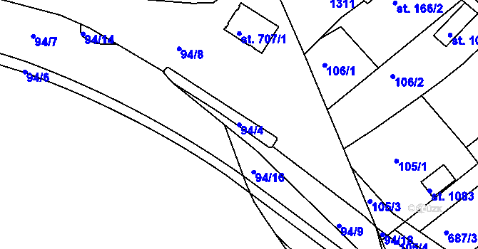 Parcela st. 94/4 v KÚ Smiřice, Katastrální mapa