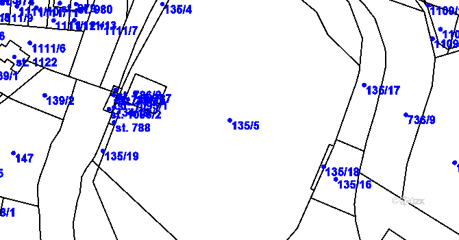 Parcela st. 135/5 v KÚ Smiřice, Katastrální mapa