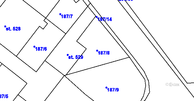 Parcela st. 187/8 v KÚ Smiřice, Katastrální mapa