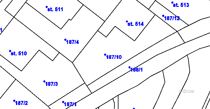 Parcela st. 187/10 v KÚ Smiřice, Katastrální mapa