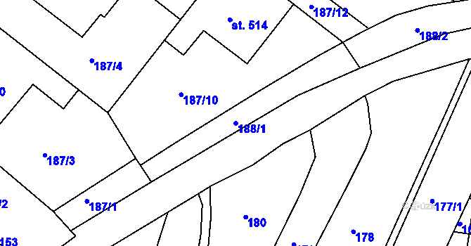 Parcela st. 188/1 v KÚ Smiřice, Katastrální mapa