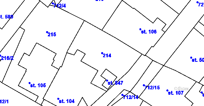 Parcela st. 214 v KÚ Smiřice, Katastrální mapa