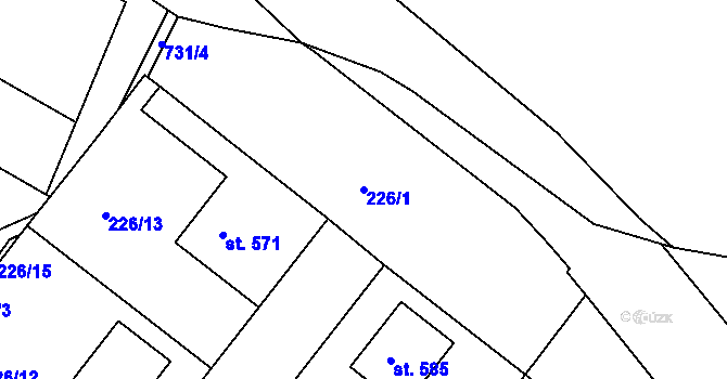 Parcela st. 226/1 v KÚ Smiřice, Katastrální mapa