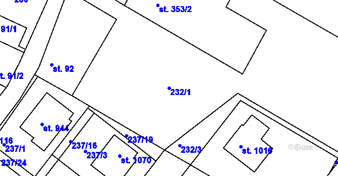 Parcela st. 232/1 v KÚ Smiřice, Katastrální mapa