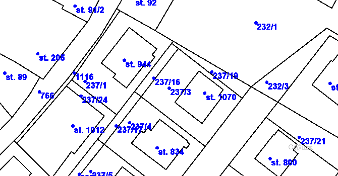 Parcela st. 237/3 v KÚ Smiřice, Katastrální mapa