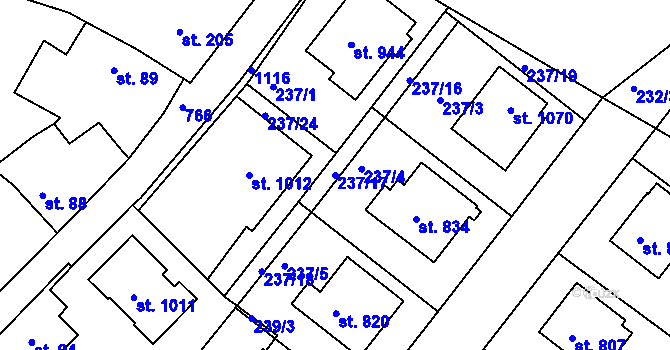 Parcela st. 237/17 v KÚ Smiřice, Katastrální mapa