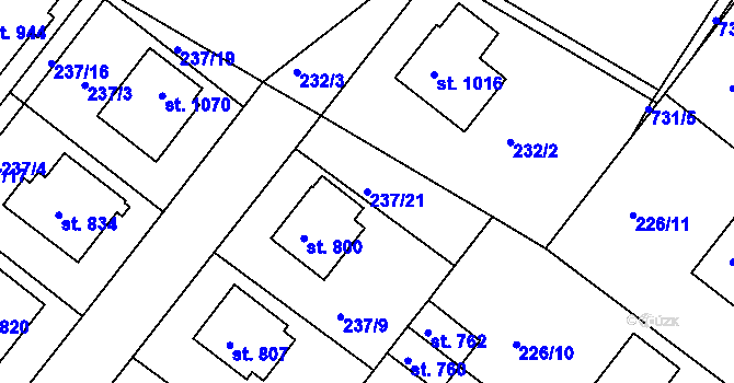 Parcela st. 237/21 v KÚ Smiřice, Katastrální mapa
